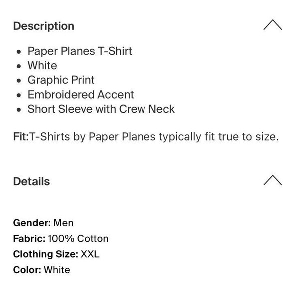BIG & TALL Paper Planes TShirt Sz 2XL White Excellent Used Condition - Picture 4 of 4